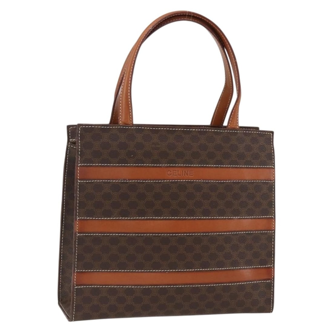 Celine Macadam Brown PVC Leather Gold Accent Women's Handbag (1 of 18)