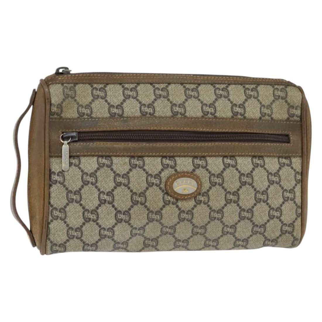 GUCCI GG Plus Supreme Beige Gold PVC Clutch Bag Italy: GUCCI GG Plus Supreme Beige Gold PVC Clutch Bag Italy This GUCCI GG Plus Supreme Clutch Bag is a stylish accessory that perfectly combines elegance with practicality. Crafted in Italy, it features a c