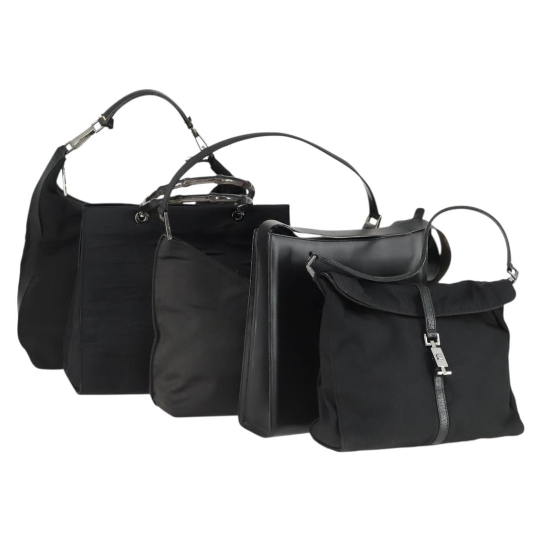 Set of 5 Gucci Black Canvas Satin Leather Shoulder Bags (1 of 18)