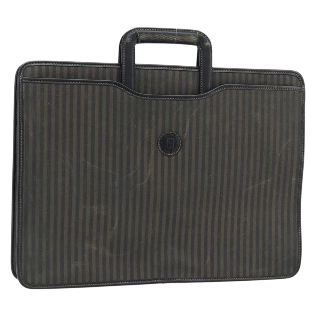 Fendi Pequin Canvas Women's Black Brown Handbag Italy (1 of 18)