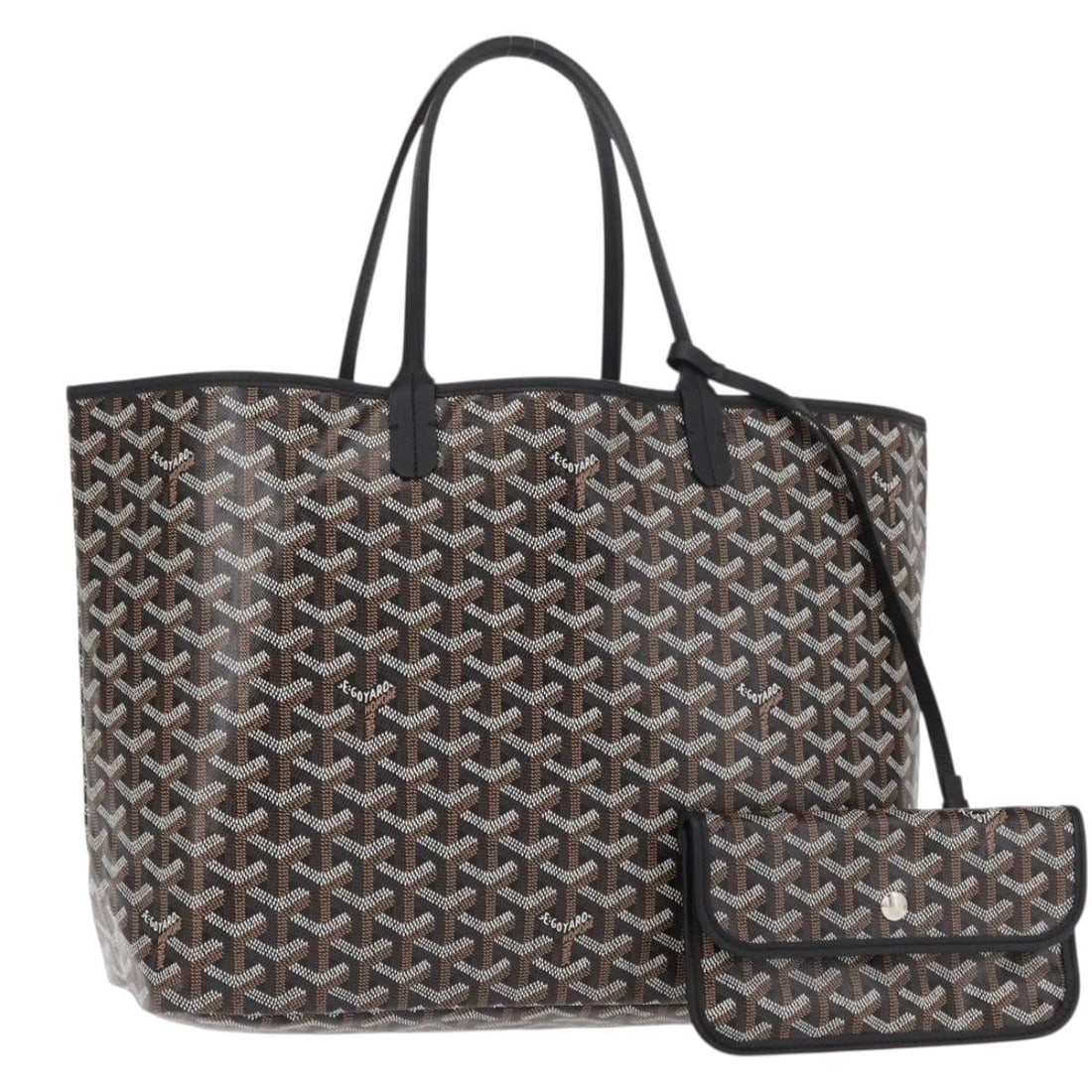 GOYARD Herringbone Saint Louis PM Tote Black PVC Auth BA9007SM (1 of 18)