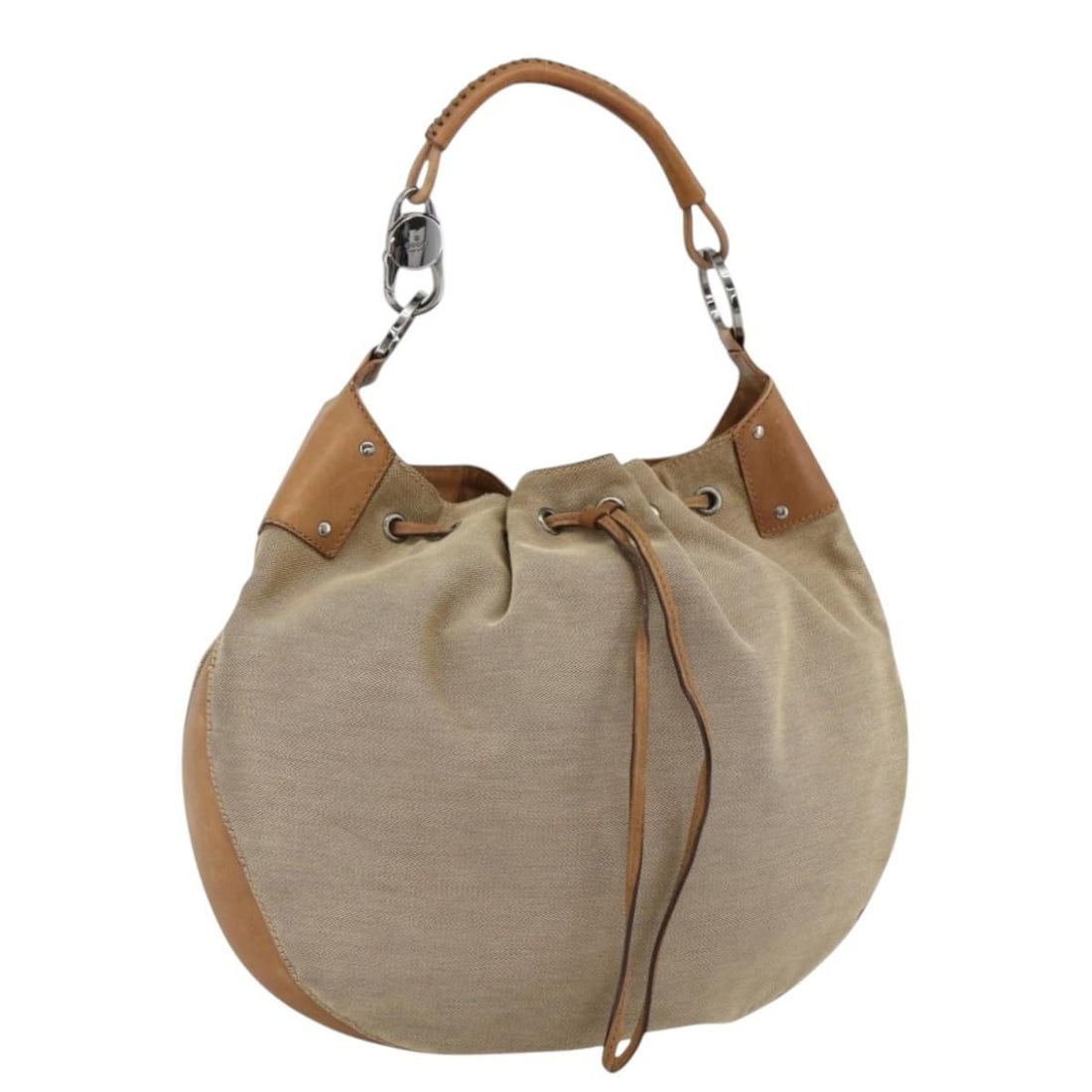 Gucci 109210 Beige Canvas Silver Shoulder Bag for Women: Gucci 109210 Beige Canvas Silver Shoulder Bag for Women This is a GUCCI women's shoulder bag crafted from beige and silver canvas. Made in Italy, the bag features a spacious interior, a strap drop of 