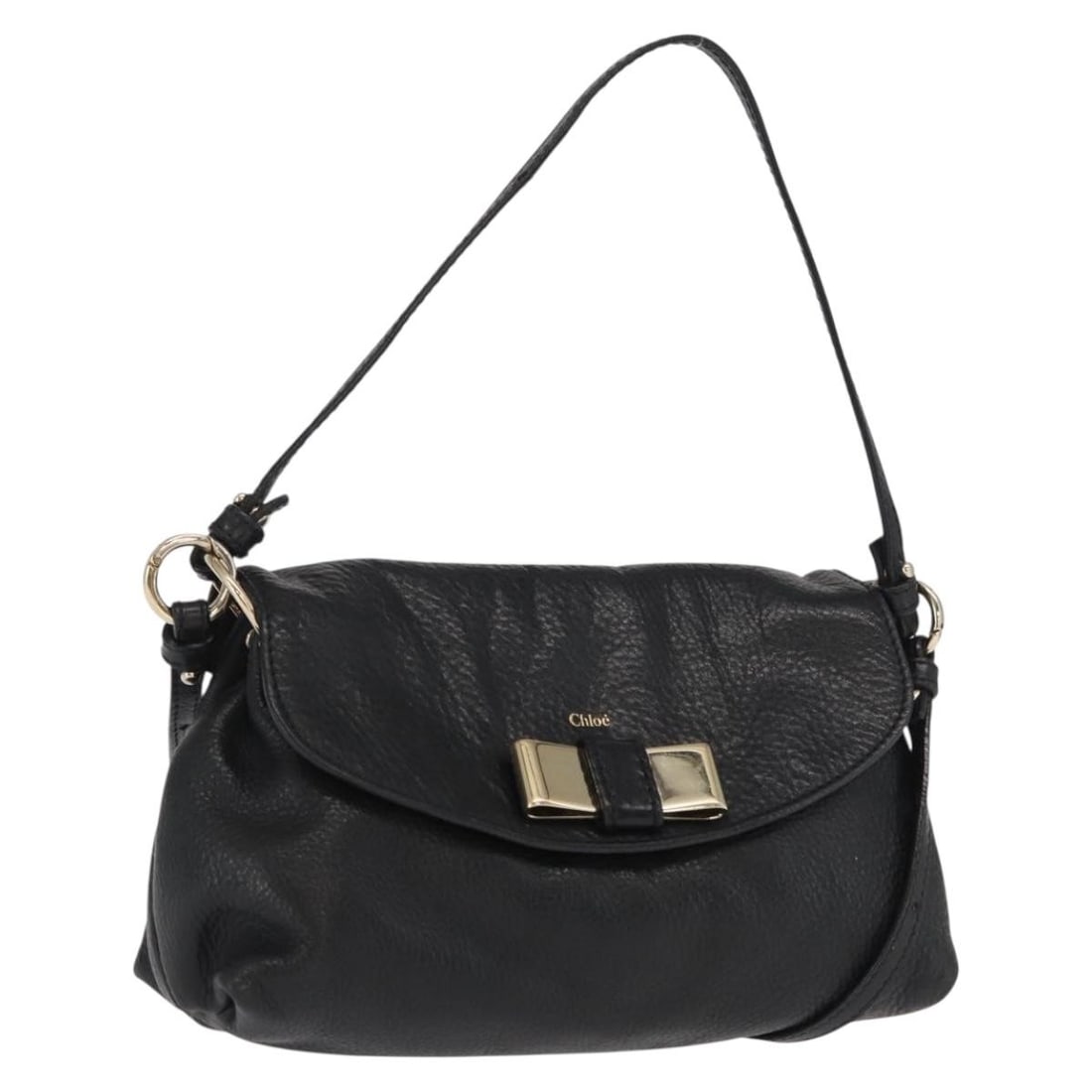 Chloe Lily Black Leather Shoulder Bag with Gold Accents (1 of 18)