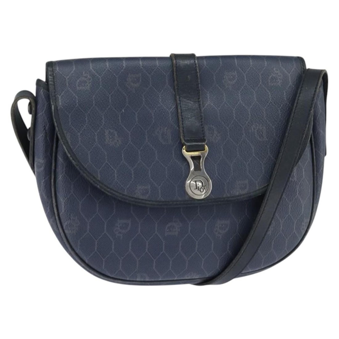Christian Dior Honeycomb Canvas Navy Gold Shoulder Bag Auth: Christian Dior Honeycomb Canvas Navy Gold Shoulder Bag Auth Introducing the Christian Dior Honeycomb Canvas Shoulder Bag, a stylish accessory crafted in France. This shoulder bag features a combinatio