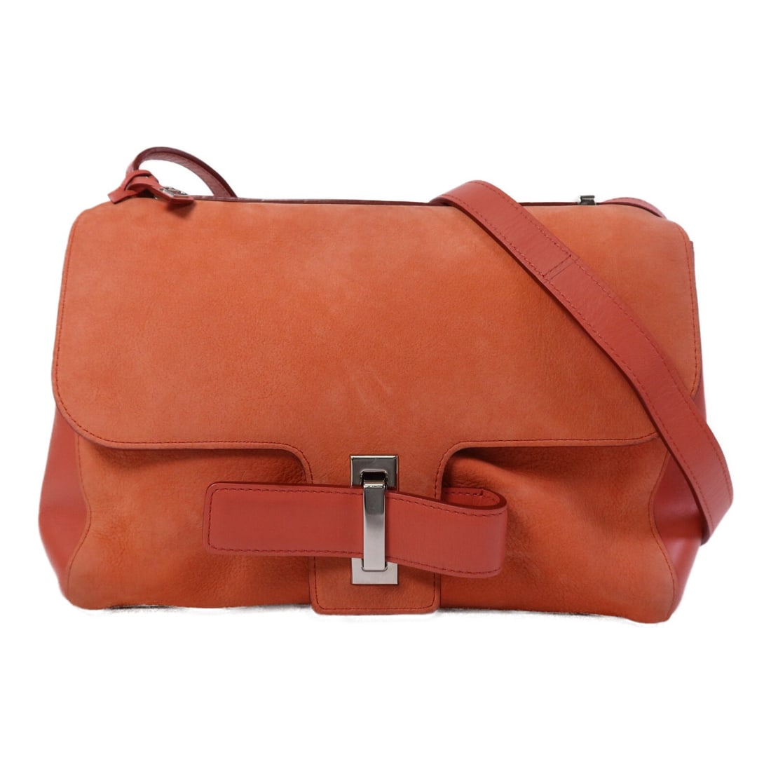Delvaux Simplissime City Orange Calfskin Shoulder Bag with Silver Hardware (1 of 18)
