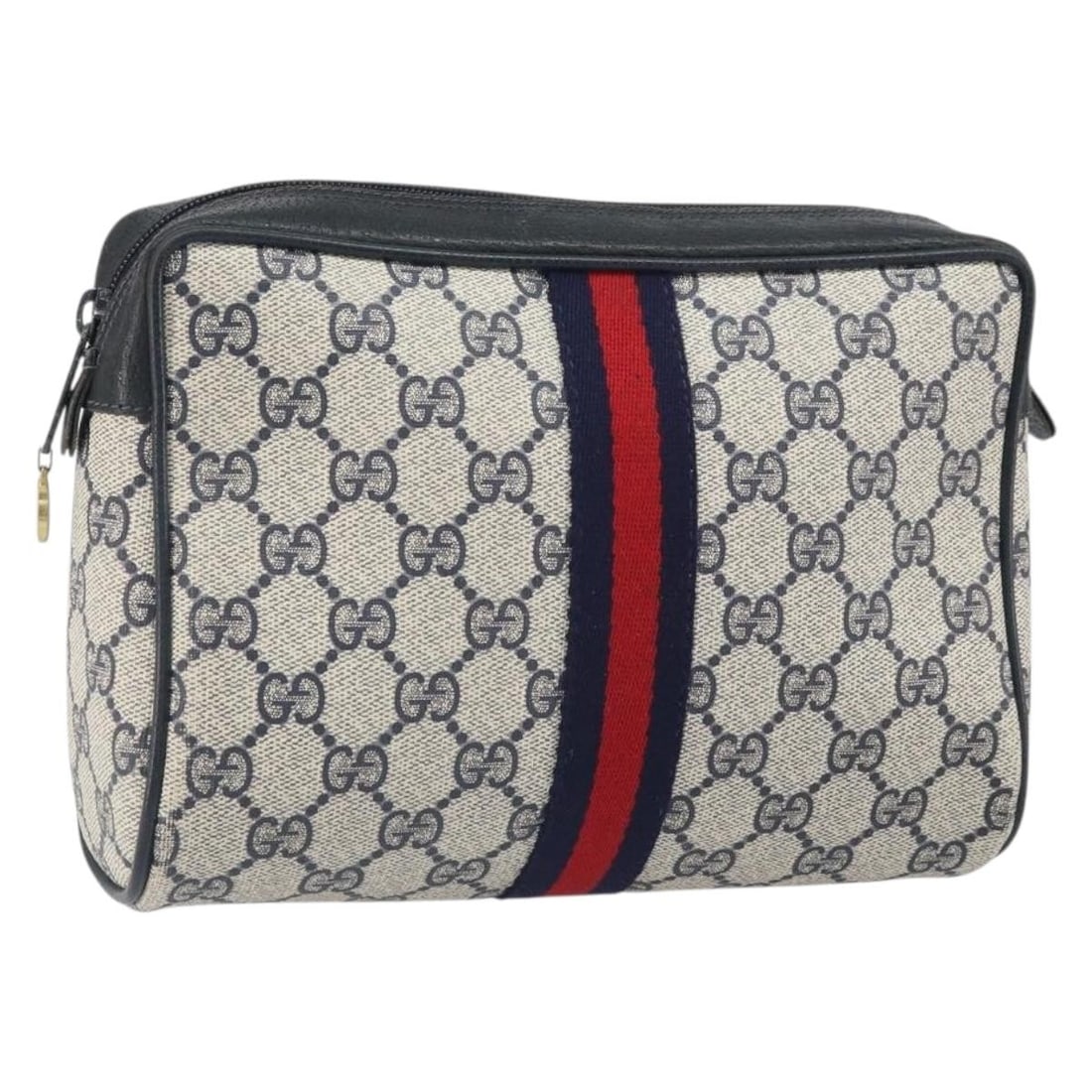 GUCCI PVC Leather Clutch Bag 56 01 012 Navy Gold Made in Italy (1 of 17)