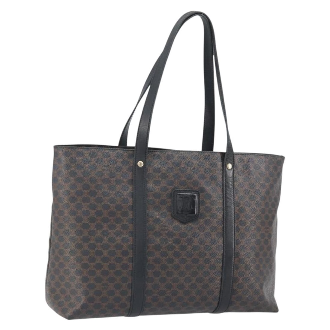 Celine Macadam Black PVC Leather Tote Bag with Gold Accents (1 of 18)