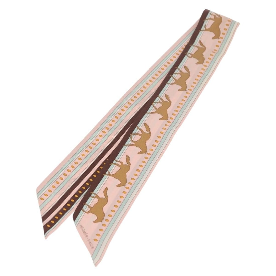 Silk Twilly Scarf Sequences Pattern Pink by Hermes with Box (1 of 12)