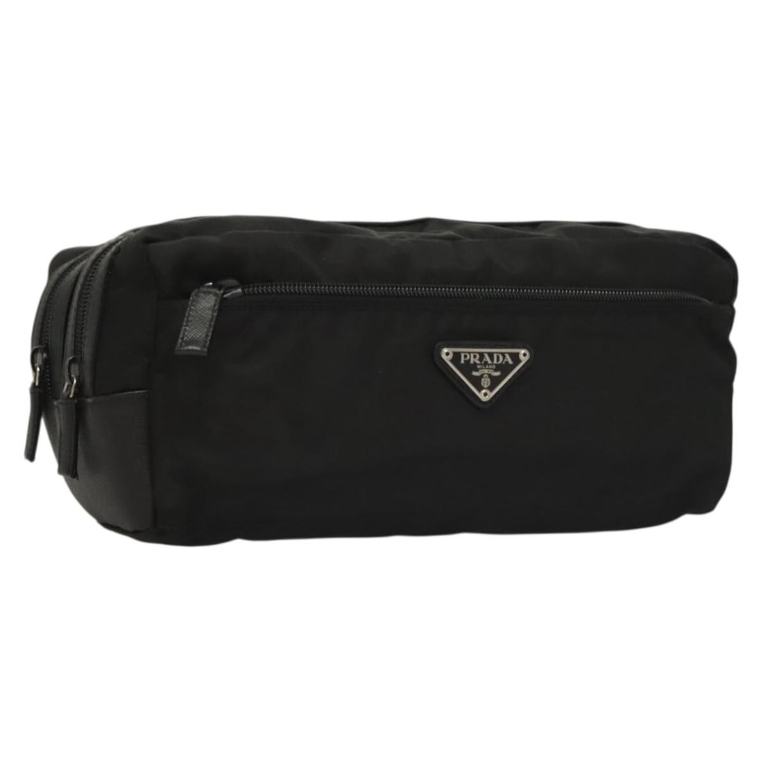 PRADA Black Silver Nylon Clutch Bag Made in Italy Authentic (1 of 18)