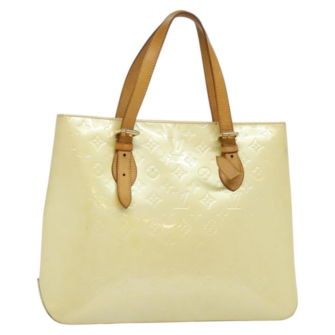 Louis Vuitton Brentwood Monogram Vernis Perle Patent Leather Shoulder Bag: Louis Vuitton Brentwood Monogram Vernis Perle Patent Leather Shoulder Bag This Louis Vuitton Monogram Vernis Brentwood Shoulder Bag in Perle features a patent leather exterior with a glossy finish. De