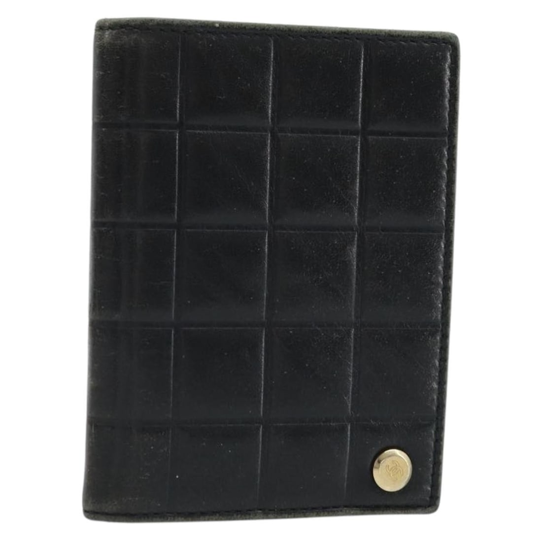 Black Lambskin Choco Bar Card Holder by Chanel with Guarantee Card: Black Lambskin Choco Bar Card Holder by Chanel with Guarantee Card This CHANEL Choco Bar card case is crafted from black lambskin and features the iconic CC logo. Designed for women, it offers a compa