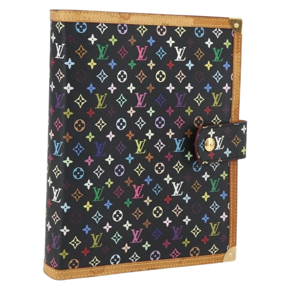 Black Monogram Multicolor Canvas Agenda GM Day Planner by Louis Vuitton R20893: Black Monogram Multicolor Canvas Agenda GM Day Planner by Louis Vuitton R20893 This is a Louis Vuitton Multicolor Agenda GM day planner cover in black Monogram Multicolor canvas. The cover features a