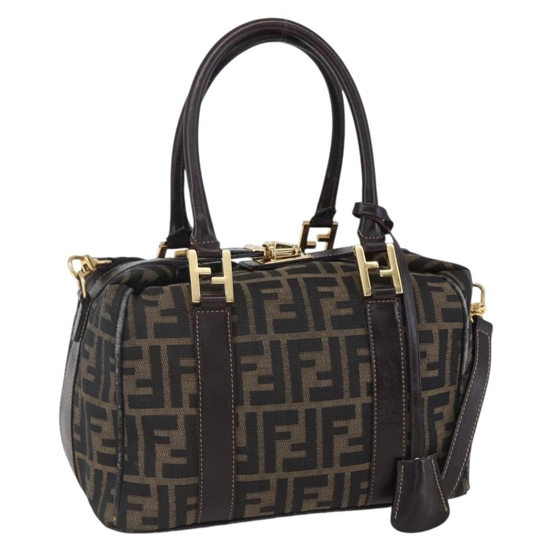 FENDI Zucca Canvas 2-Way Hand Bag Black Brown Authentic (1 of 18)