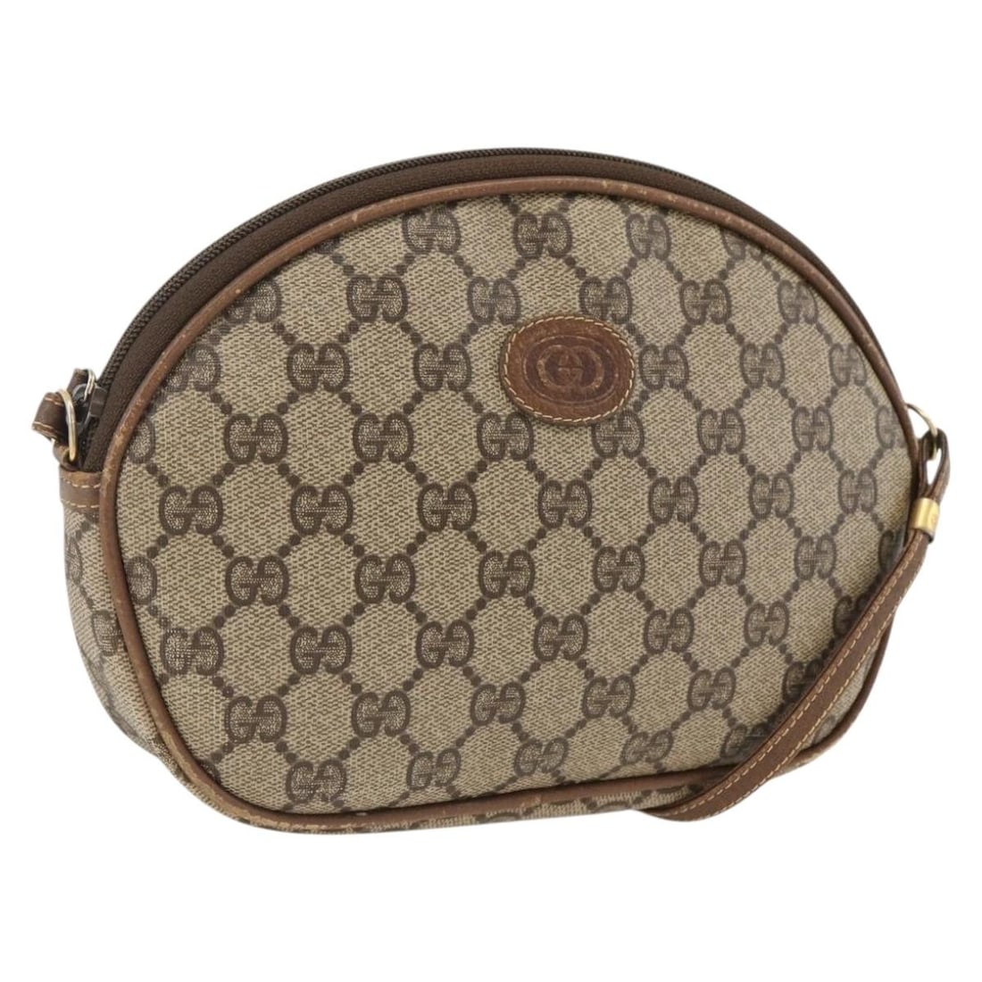Beige Gold GG Supreme Shoulder Bag by Gucci with PVC Leather: Beige Gold GG Supreme Shoulder Bag by Gucci with PVC Leather This GUCCI GG Supreme shoulder bag features a beige and gold color scheme with PVC leather and GG canvas exterior. Designed for women, it o