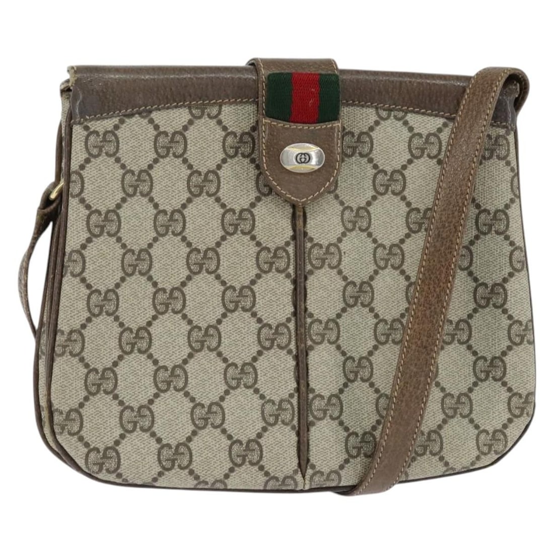GUCCI GG Supreme Sherry Line Beige Gold Shoulder Bag 86 02 037 Authentic: GUCCI GG Supreme Sherry Line Beige Gold Shoulder Bag 86 02 037 Authentic This stylish GUCCI GG Supreme Web Sherry Line Shoulder Bag is expertly crafted in Italy from durable PVC leather and GG canvas,