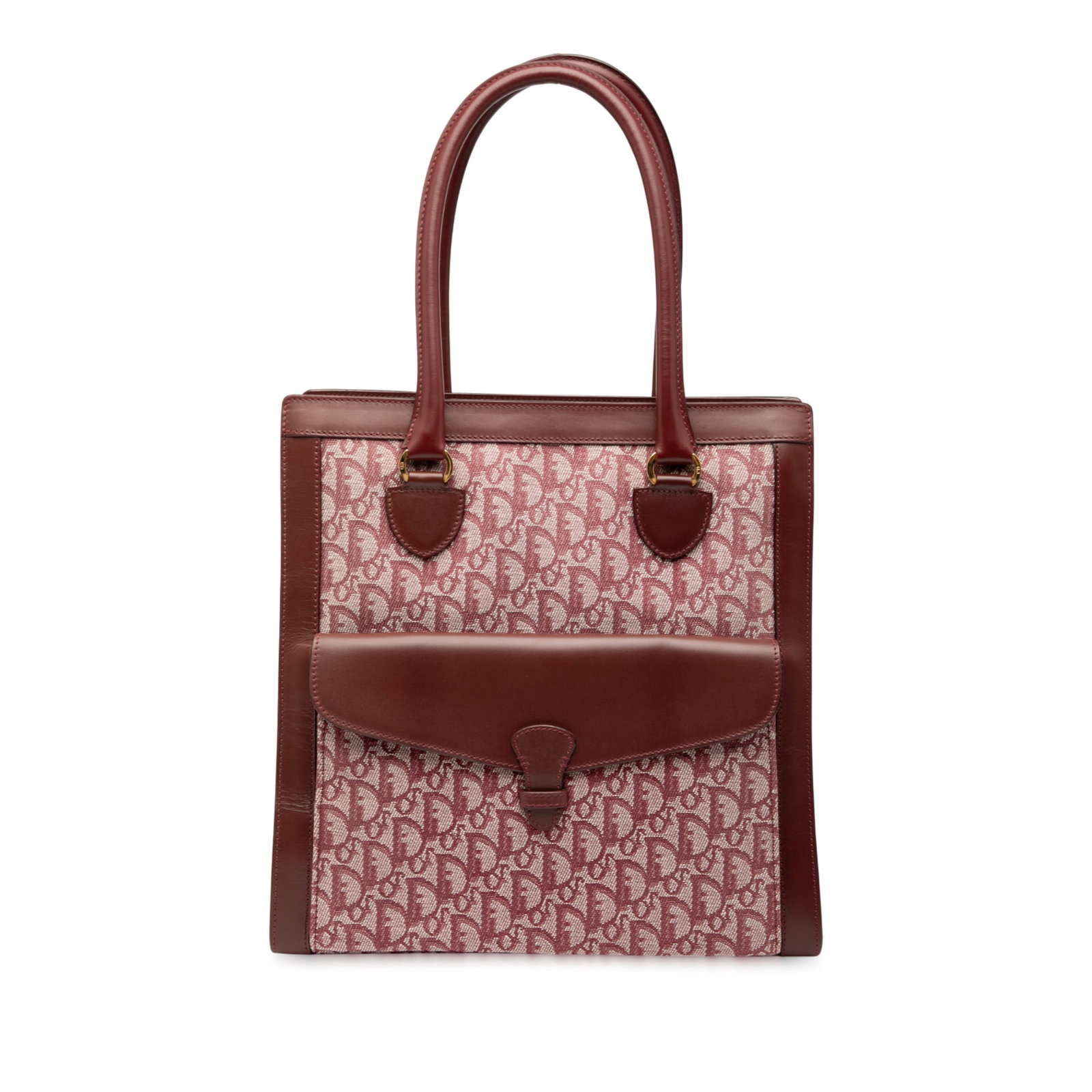 Dior Diorissimo Trotter Red Canvas Tote Bag with Leather Trim (1 of 10)