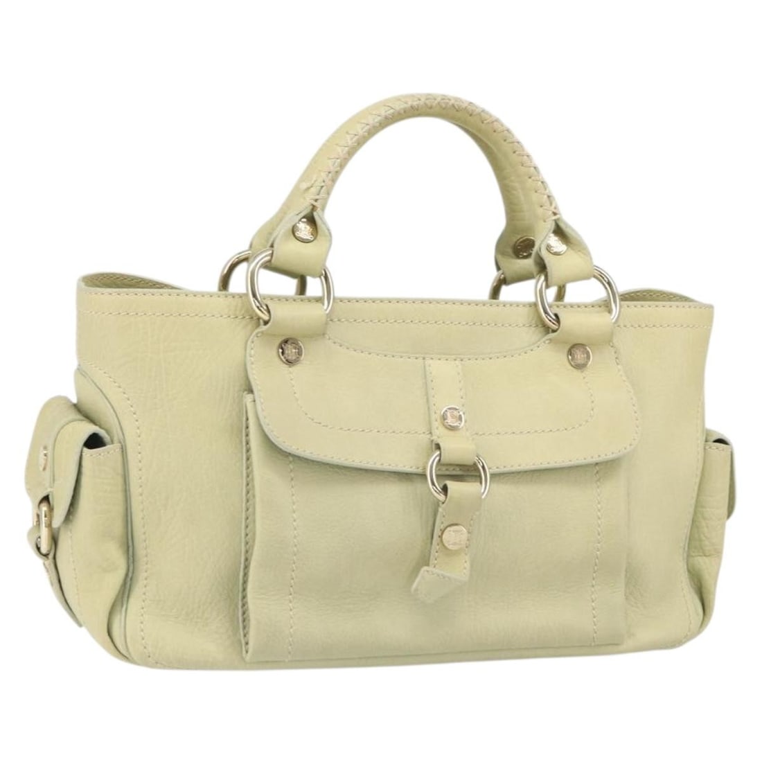 Green Leather Celine Boogie Handbag with Gold Accents (1 of 18)