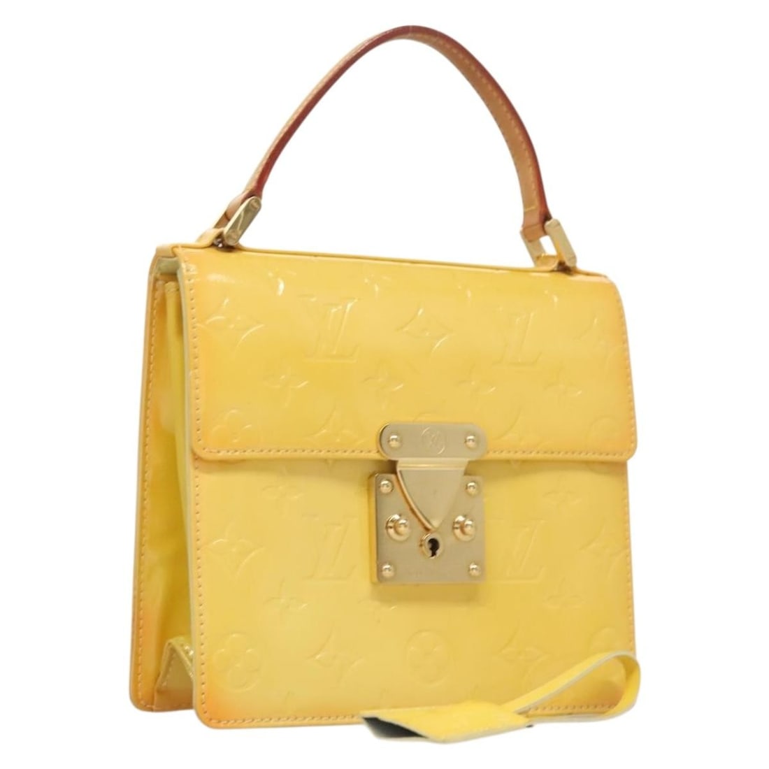 LOUIS VUITTON Monogram Vernis Spring Street Bag Lime Yellow M91068 Authentic (1 of 18)