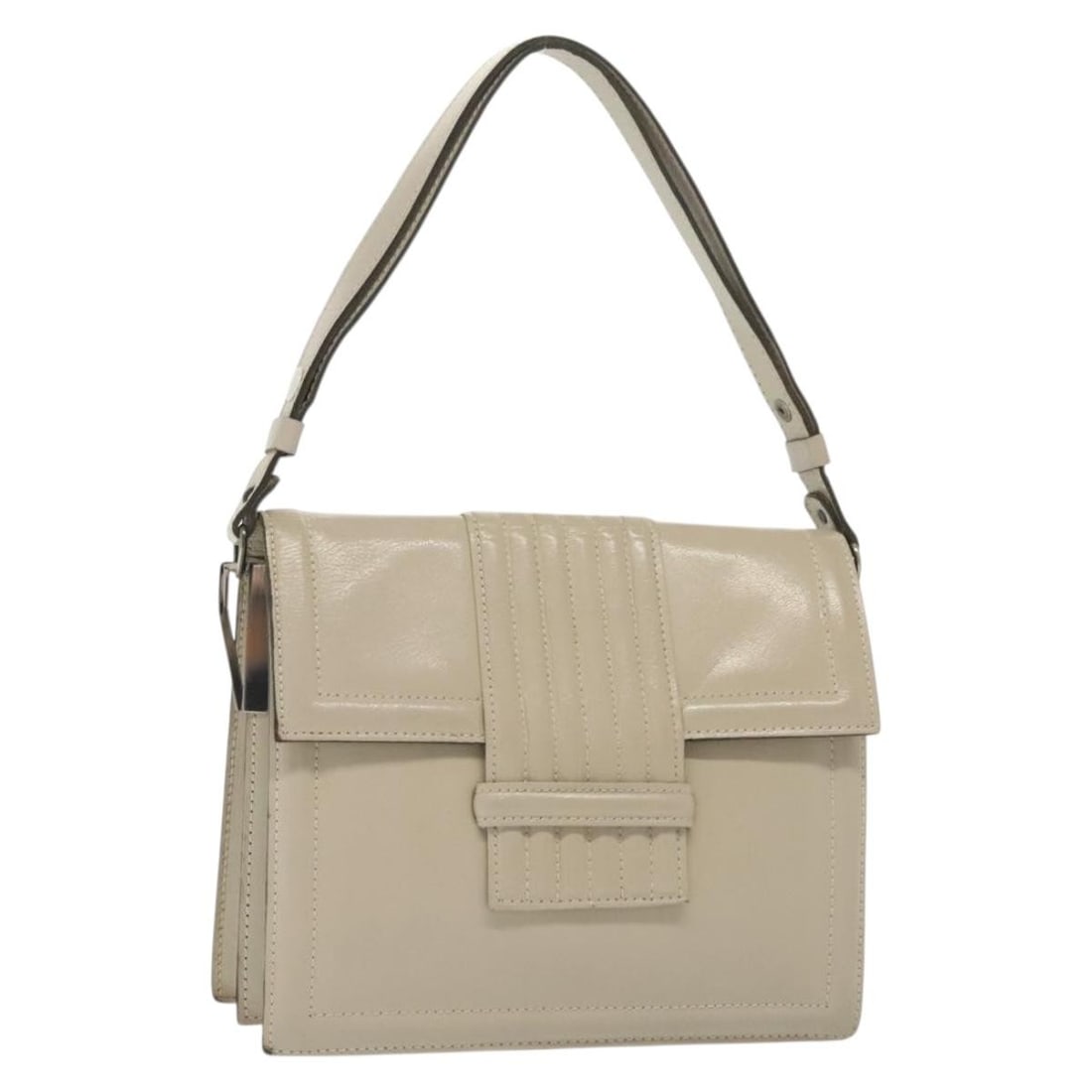 SAINT LAURENT White Silver Leather Shoulder Bag (1 of 18)