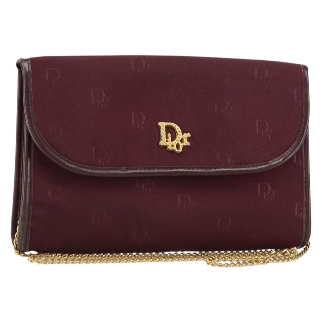 Christian Dior Bordeaux Gold Nylon Shoulder Bag Auth SW1858 (1 of 18)