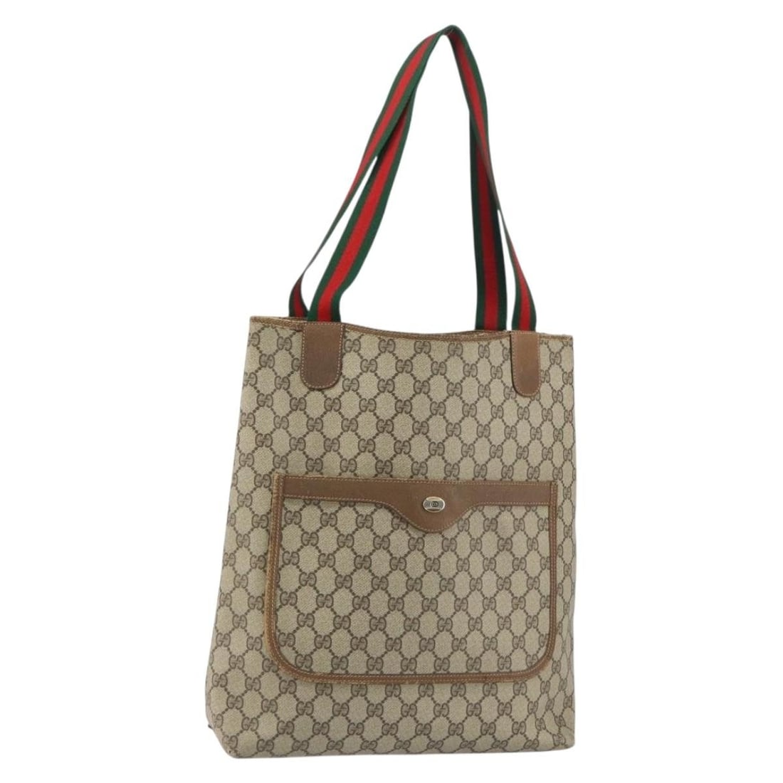GUCCI GG Supreme Sherry Tote Bag PVC Beige Red 39 02 003 Auth: GUCCI GG Supreme Sherry Tote Bag PVC Beige Red 39 02 003 Auth Elevate your accessory collection with this authentic GUCCI GG Supreme Web Sherry Line Tote Bag. Crafted in Italy, this stylish tote featu