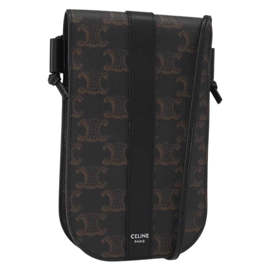 CELINE Triomphe Macadam Canvas Black PVC Shoulder Bag Auth (1 of 18)