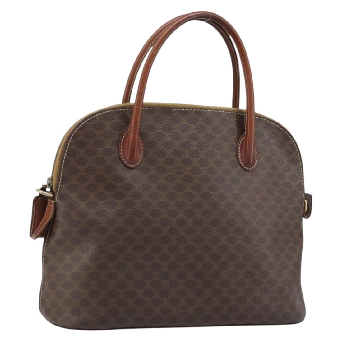 Celine Macadam Brown PVC Leather Women's Handbag Gold Tone Accents Italy: Celine Macadam Brown PVC Leather Women's Handbag Gold Tone Accents Italy This CELINE Macadam Canvas hand bag features a brown and gold exterior crafted from PVC leather and Macadam canvas. Designed fo