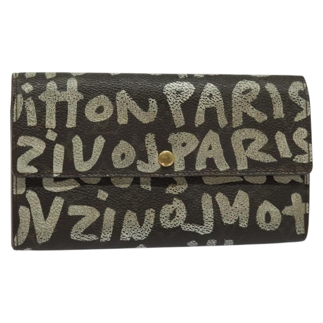 LOUIS VUITTON Graffiti Long Wallet M92189 White Authenticated (1 of 18)