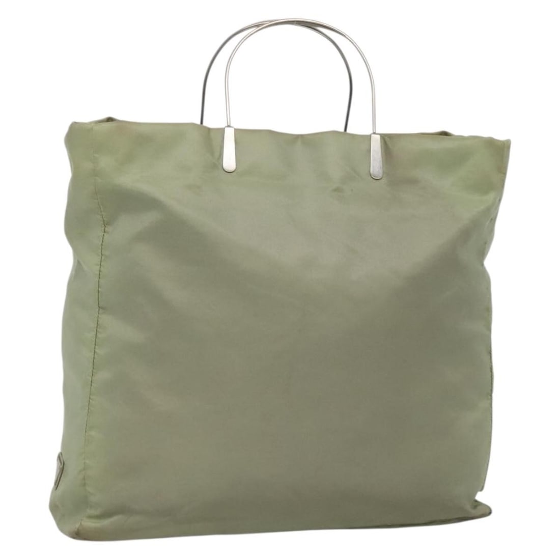 PRADA Khaki Silver Nylon Tote Bag Auth Italy 139074 (1 of 18)