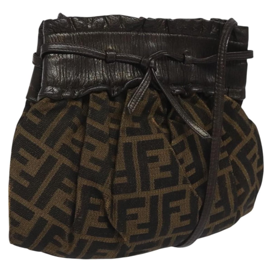 Fendi Brown Black Zucca Canvas Women's Shoulder Bag Italy (1 of 18)