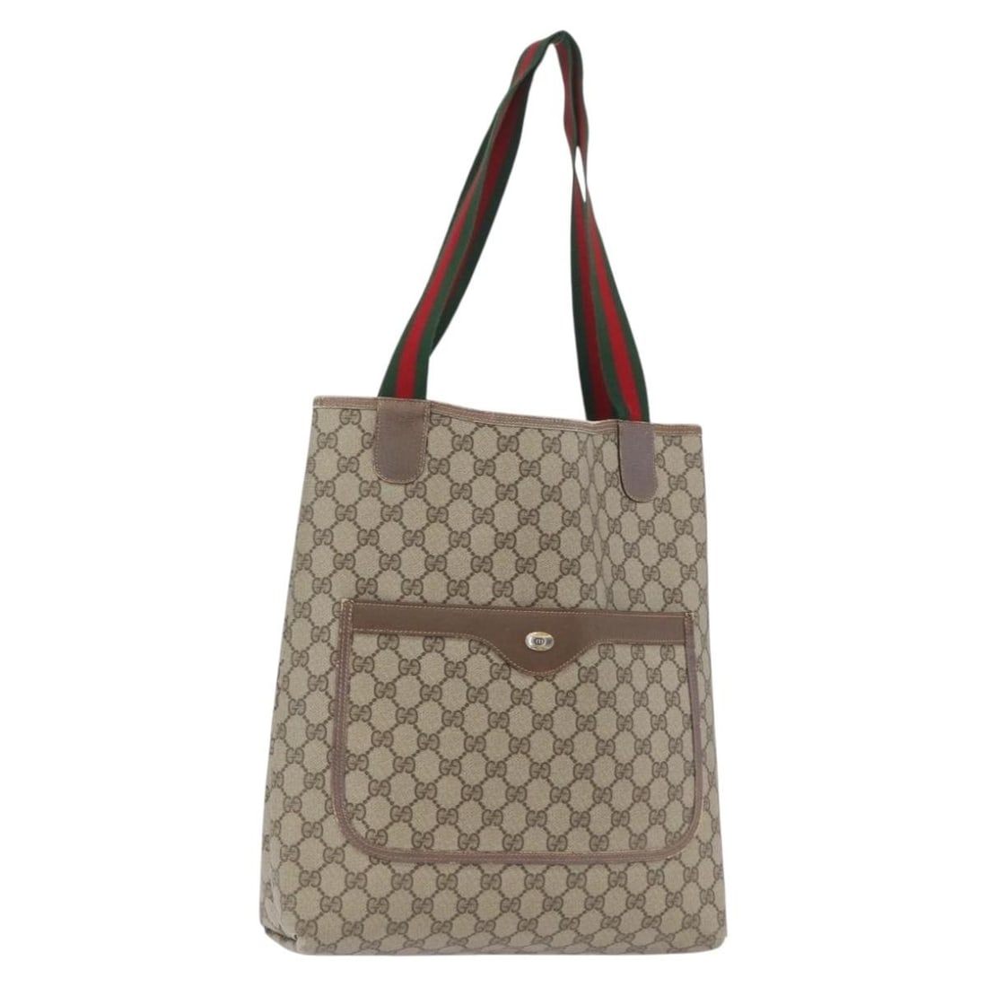 Gucci GG Supreme Sherry Line Beige Red Tote Bag PVC Leather 39 02 0031: Gucci GG Supreme Sherry Line Beige Red Tote Bag PVC Leather 39 02 0031 This authentic Gucci GG Supreme Web Sherry Line tote bag features beige and red PVC leather with GG canvas detailing. Designed fo