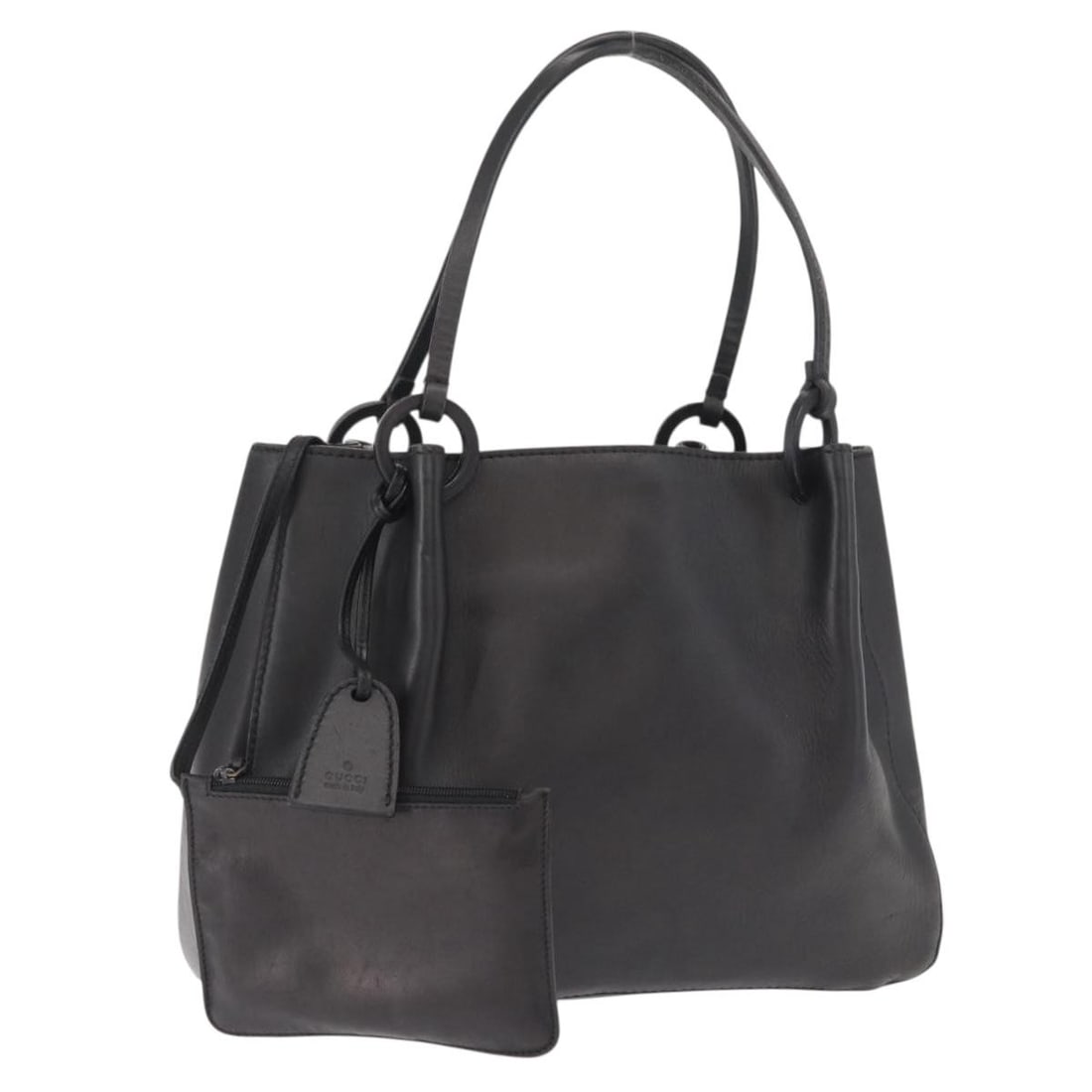 Black Leather 101919 Tote with Silver Accents by Gucci and Pouch (1 of 18)
