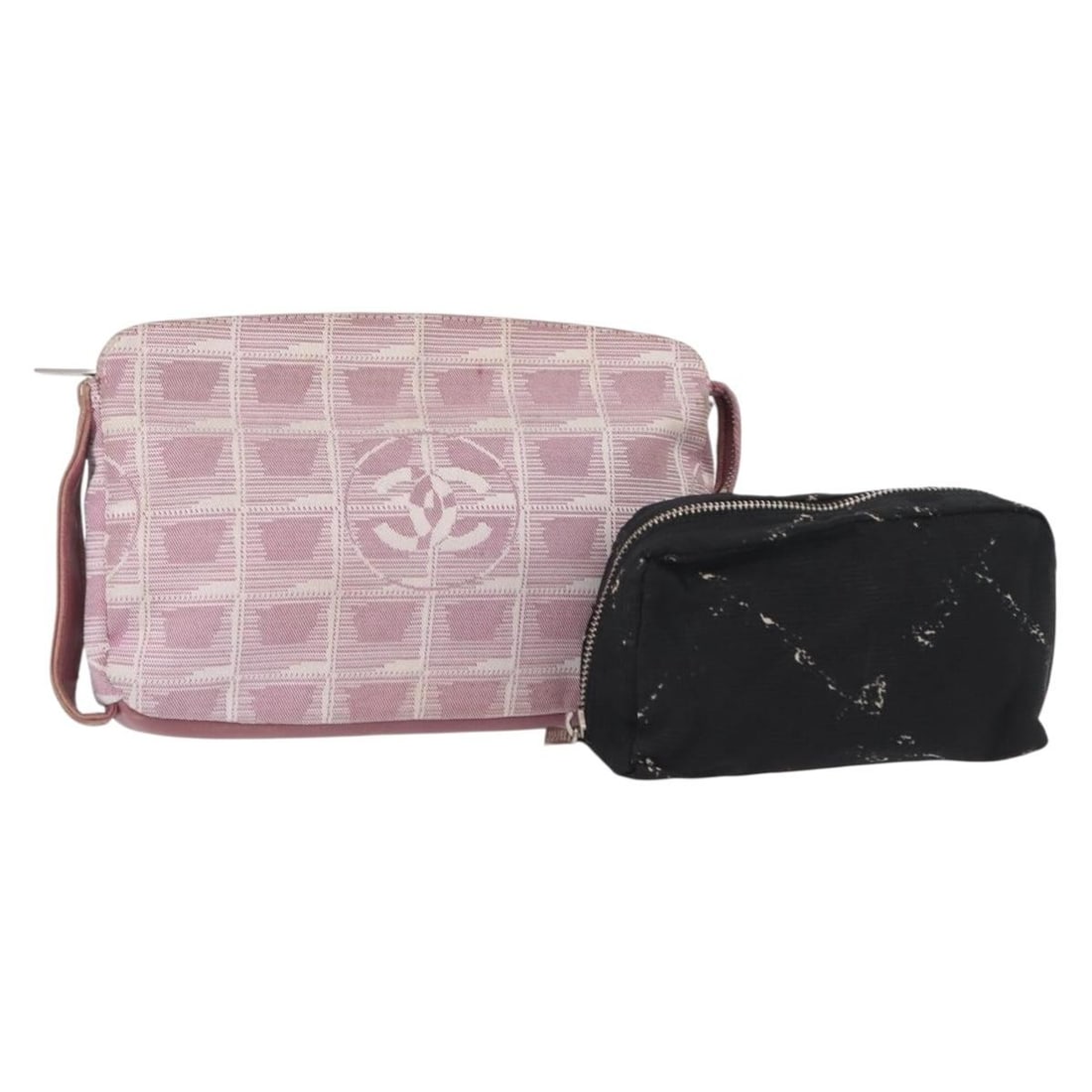 CHANEL Travel Line Pouch Set Nylon Pink Black Auth (1 of 16)