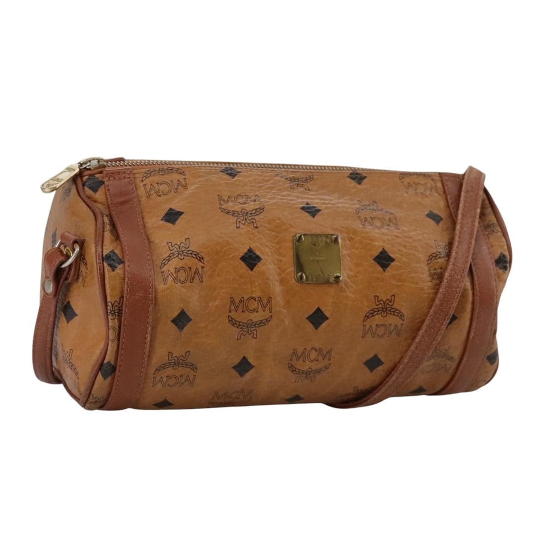 MCM Vicetos Logogram Brown PVC Leather Shoulder Bag Auth Germany (1 of 18)