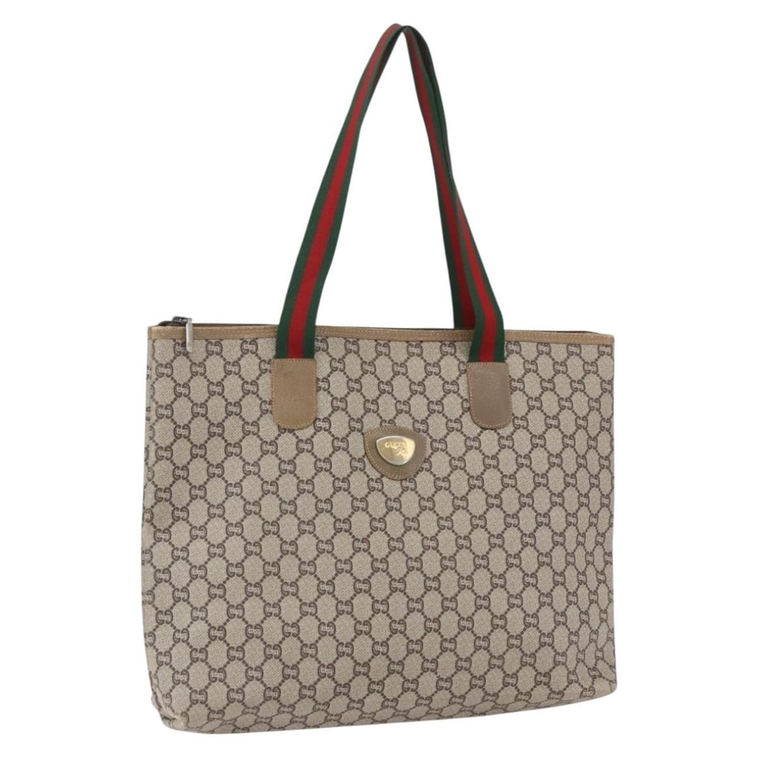 Gucci GG Supreme Beige PVC Sherry Line Tote with Web Detail (1 of 18)