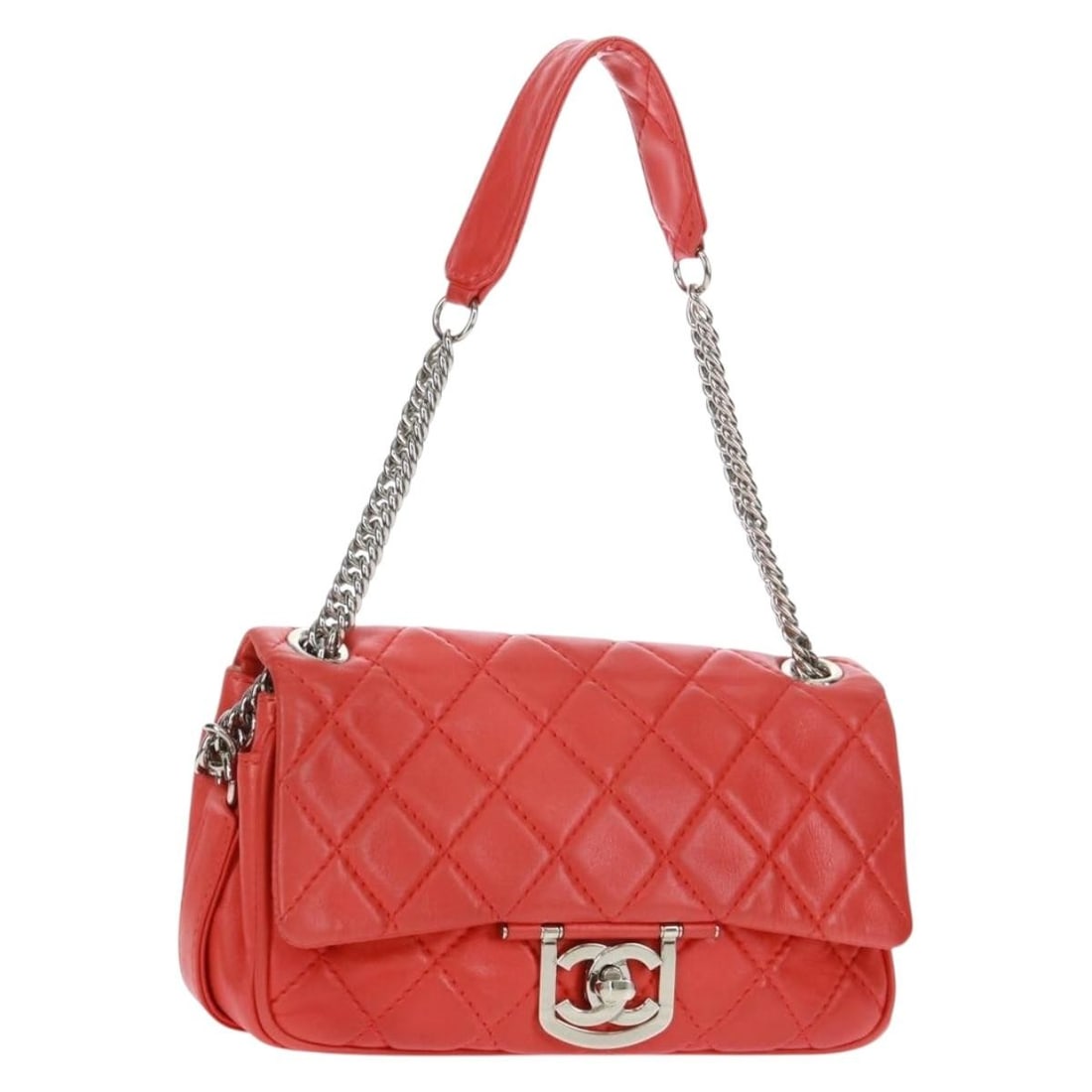 Red Lambskin Matelasse 25 Shoulder Bag by CHANEL with Silver Hardware (1 of 18)