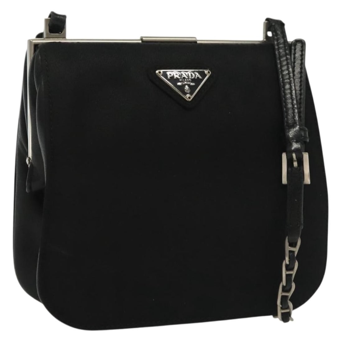 PRADA Black Silver Nylon Shoulder Bag Authentic 137290 (1 of 18)