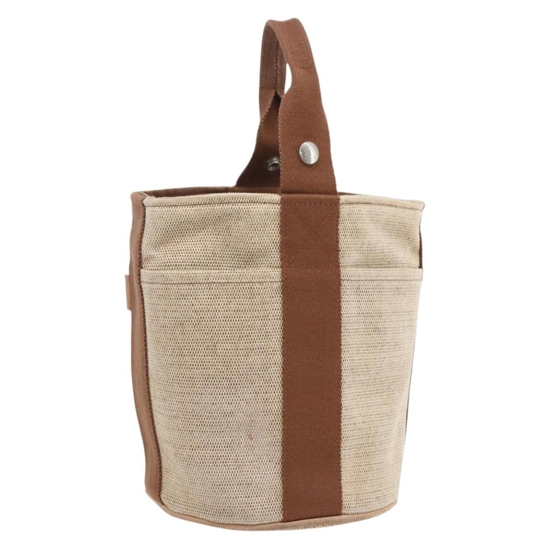 HERMES Sakso PM Beige Canvas Handbag with Silver Accents (1 of 18)