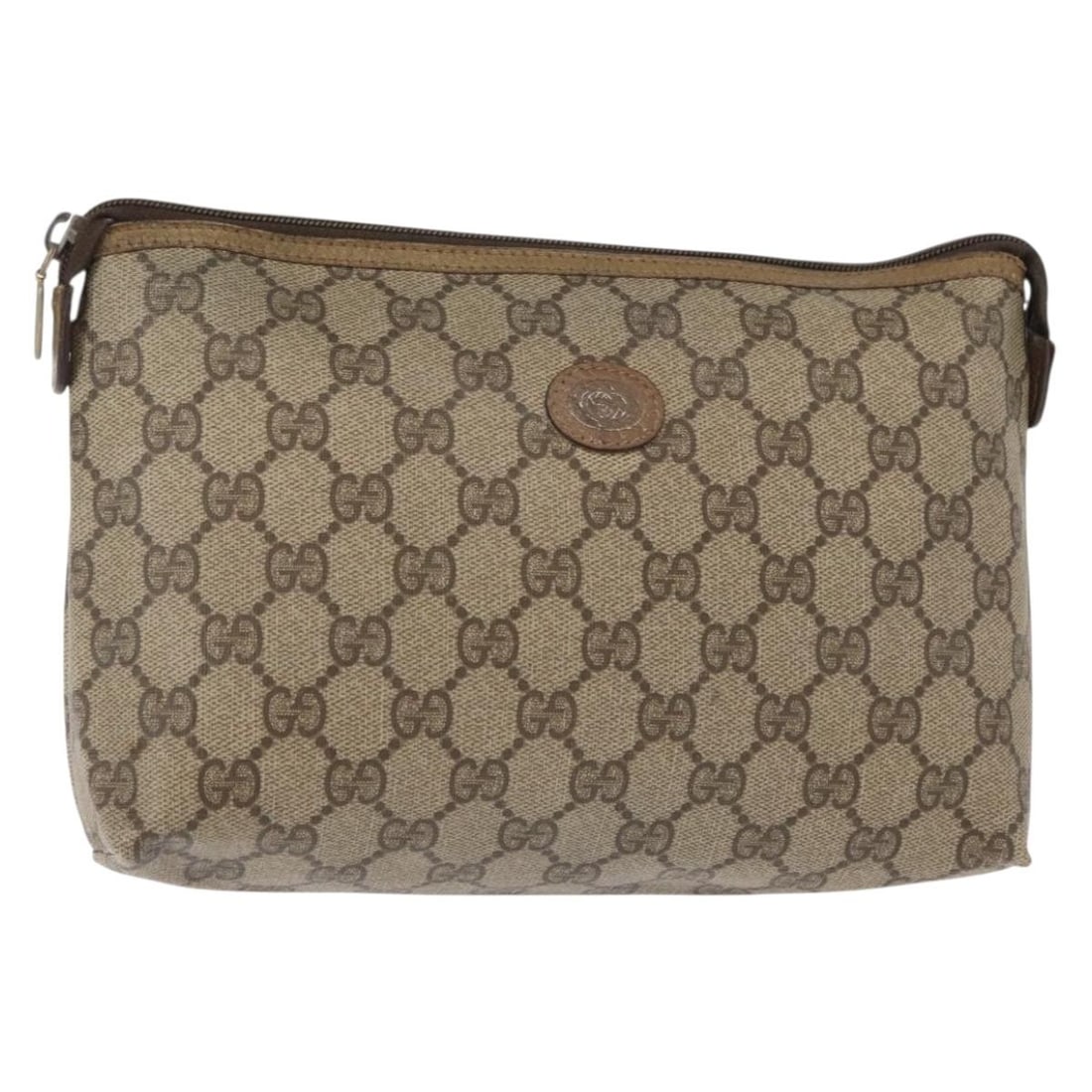 GUCCI GG Supreme Beige Gold Pouch PVC Leather Auth 89 01 045 (1 of 18)