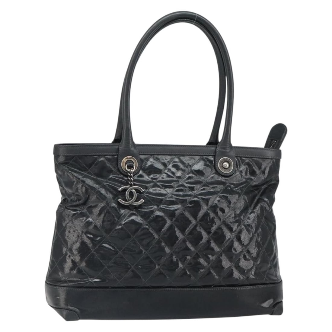 Black PVC Canvas Matelasse Tote Bag by CHANEL with CC Logo (1 of 18)