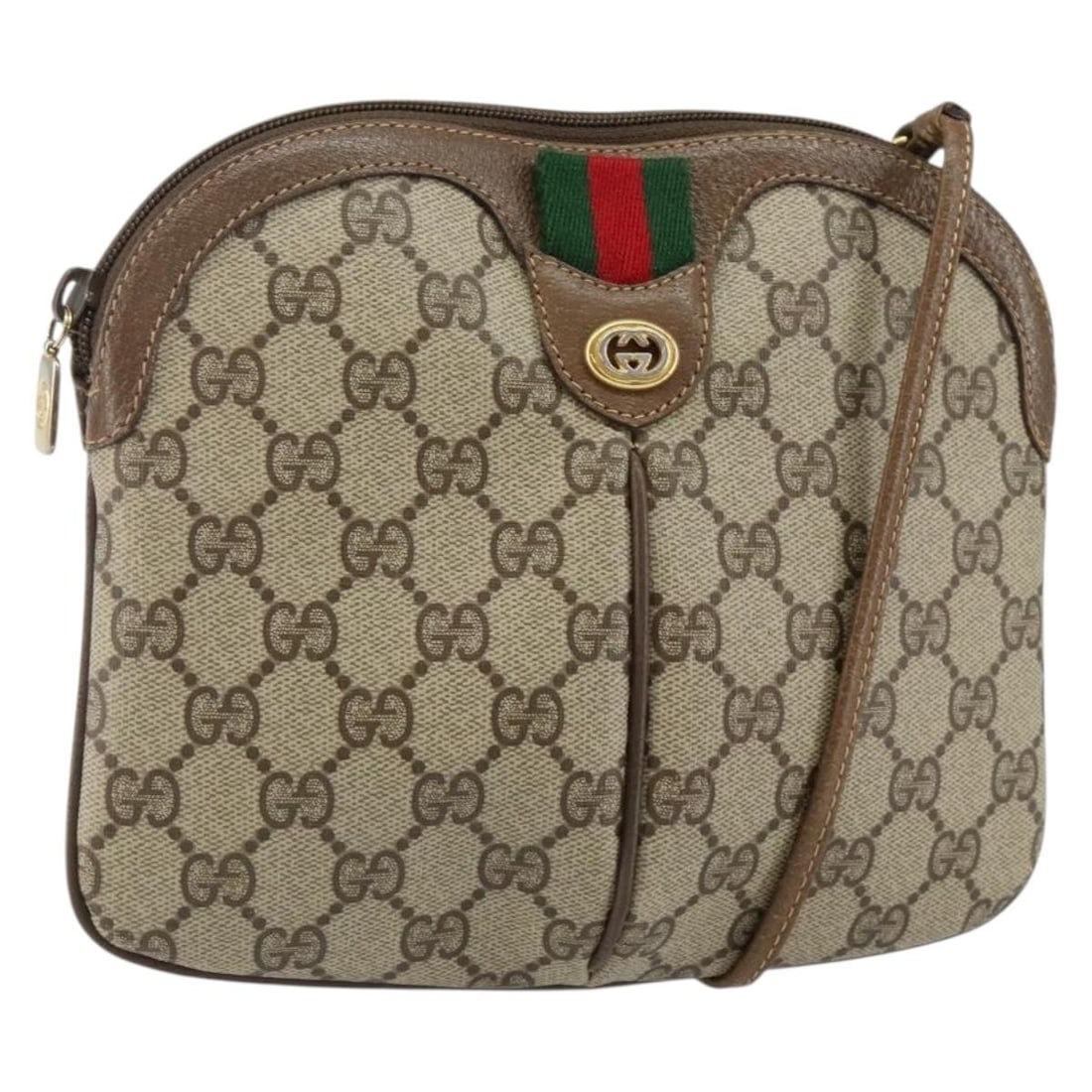GUCCI GG Supreme Sherry Line Shoulder Bag PVC Beige 904 02 047 Auth: GUCCI GG Supreme Sherry Line Shoulder Bag PVC Beige 904 02 047 Auth This GUCCI GG Supreme Web Sherry Line Shoulder Bag is a stylish accessory made from durable PVC leather in a chic beige and gold col