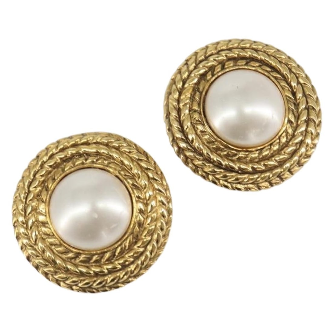 Gold Tone Metal Earring by CHANEL CC Logo France (1 of 11)