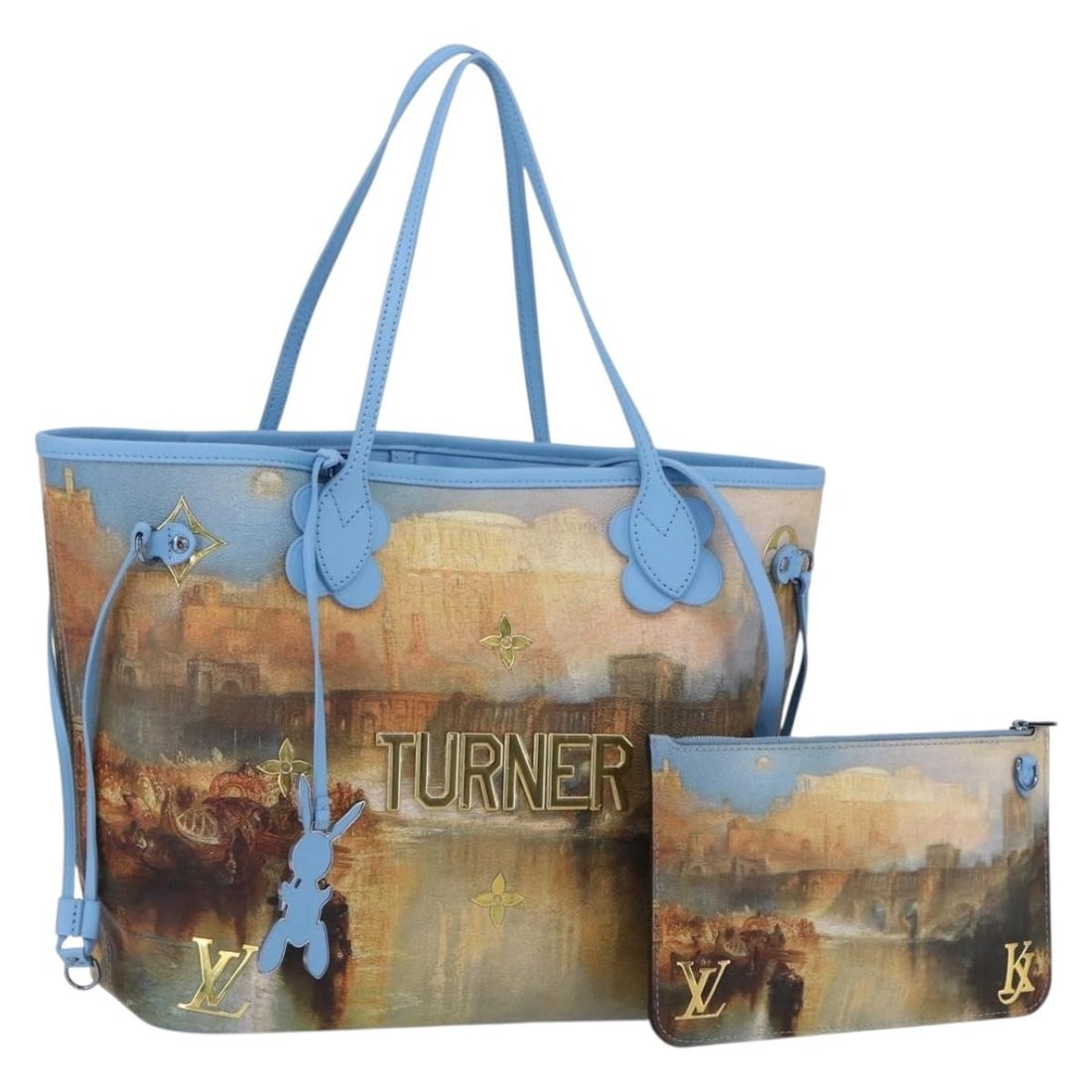 Masters Collection Turner Neverfull MM Blue Tote Bag with Pouch: Masters Collection Turner Neverfull MM Blue Tote Bag with Pouch This Louis Vuitton Masters Collection Turner Neverfull MM tote bag features a blue PVC leather exterior and comes with both a dust bag a