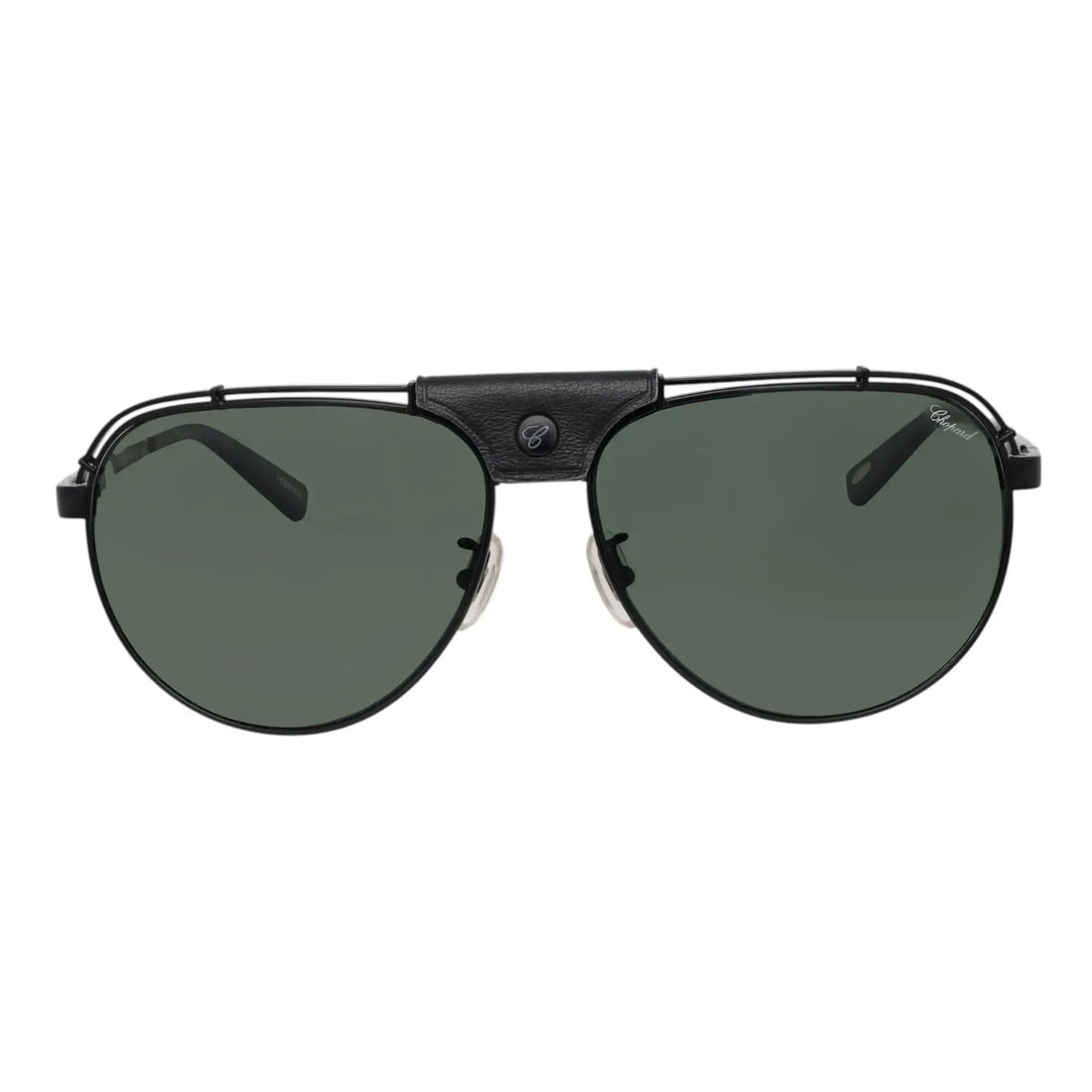 Chopard 95221-0256 Black Titanium Aviator Sunglasses with Grey Green Polarized Lenses: Chopard 95221-0256 Black Titanium Aviator Sunglasses with Grey Green Polarized Lenses Experience luxury and style with these Chopard Sunglasses 95221-0256, designed for both men and women. Featuring a