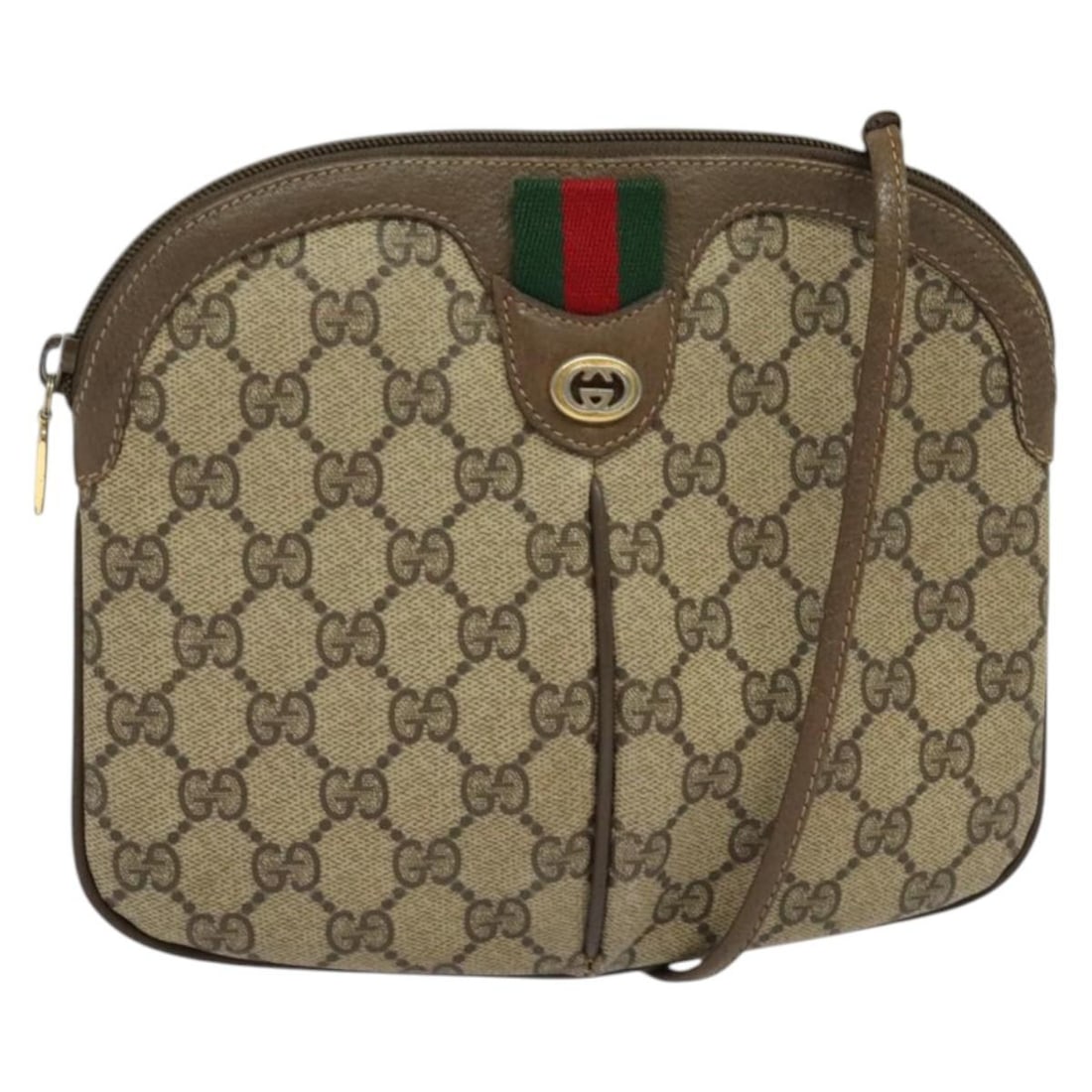 GUCCI GG Supreme Web Sherry Line Shoulder Bag Beige Gold PVC 904 02 047 Auth (1 of 18)