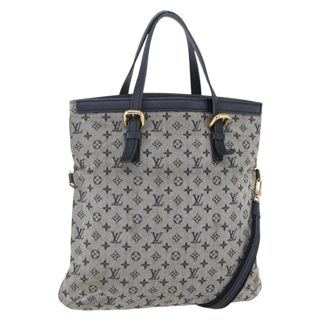 LOUIS VUITTON Monogram Mini Francoise Tote Bag Blue M92208 with Shoulder Strap (1 of 18)