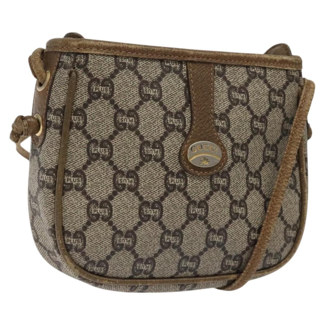 Gucci GG Supreme Beige PVC Canvas Shoulder Bag Gold Accent Italy: Gucci GG Supreme Beige PVC Canvas Shoulder Bag Gold Accent Italy This is a GUCCI GG Plus Supreme shoulder bag crafted from beige and gold PVC leather with GG canvas accents. Designed for women, it fea