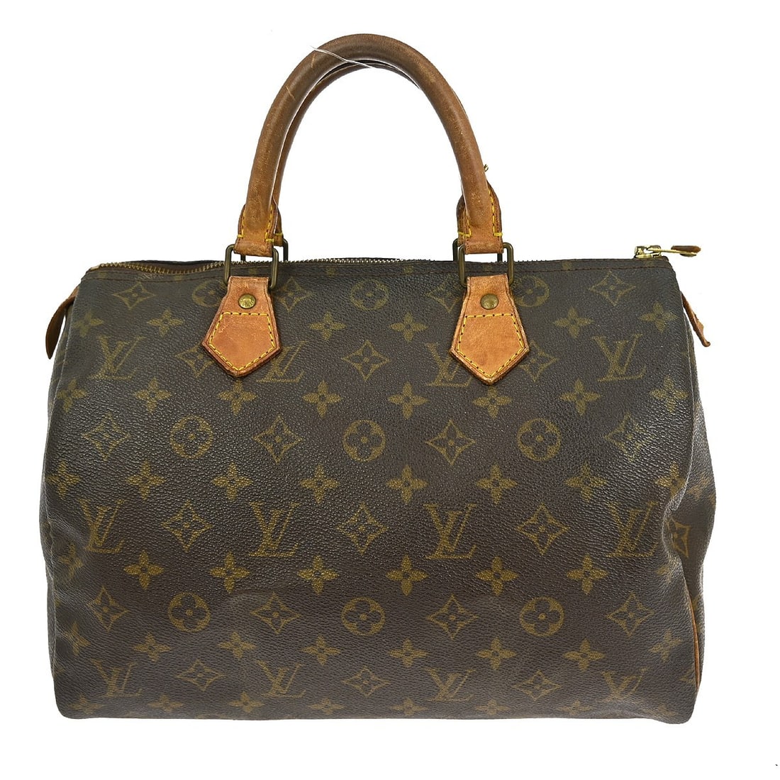 Louis Vuitton Speedy 30 Monogram Canvas Satchel Purse M41526: Louis Vuitton Speedy 30 Monogram Canvas Satchel Purse M41526 This Louis Vuitton Speedy 30 handbag features the signature Monogram canvas exterior with double beige leather handles and a zip closure. T
