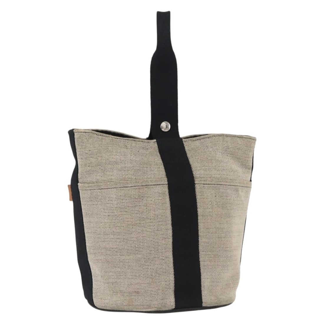 Hermes Canvas Gray and Silver Handbag Made in France: Hermes Canvas Gray and Silver Handbag Made in France This Hermes hand bag is crafted from gray and silver canvas. The bag is made in France and features a practical handle drop for comfortable carryin