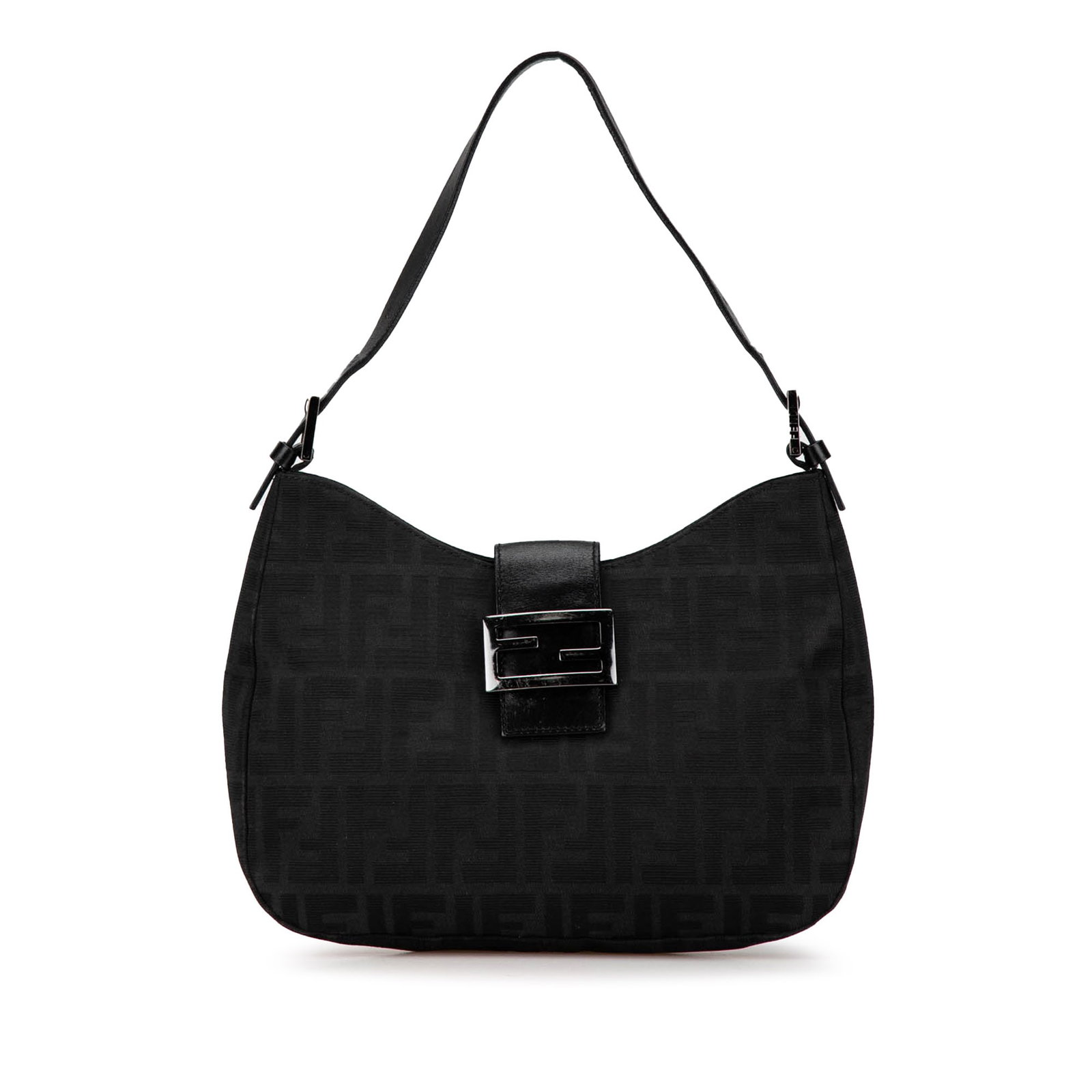 Fendi Zucca Pattern Canvas Shoulder Bag with Leather Strap (1 of 8)